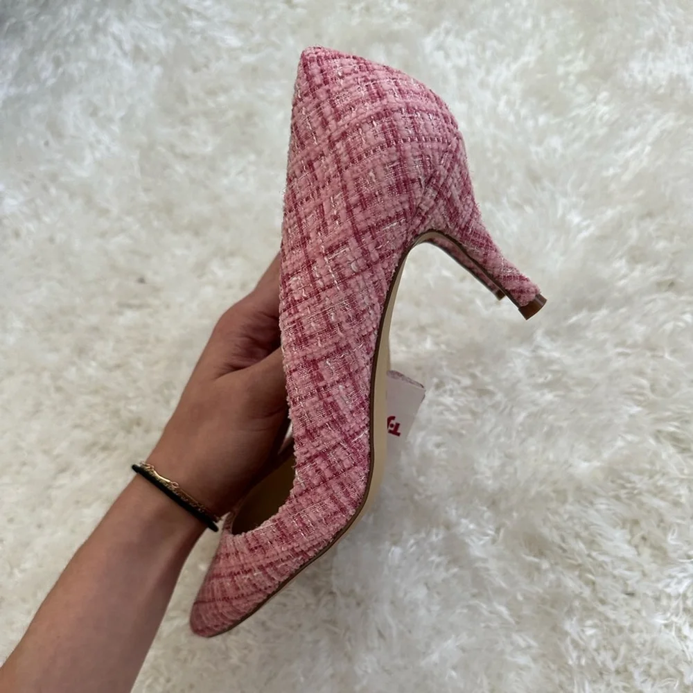 Charles David Pink Tweed Heels - Picture 5 of 11